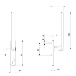 Maco HS12 | Manilla interior para puerta corredera | Con orificio de cilindro - 4