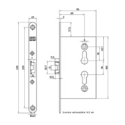 Nemef 1759/29 | Cerradura para bombín para puertas industriales | Distancia entre ejes 72 mm