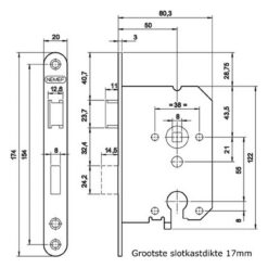 Nemef 1269/4 | Cerradura para bombín | Distancia entre ejes 55 mm