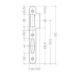 Litto PT10321 32 | Cerradero para resbalón y cerrojo de multipunto | 32 mm
