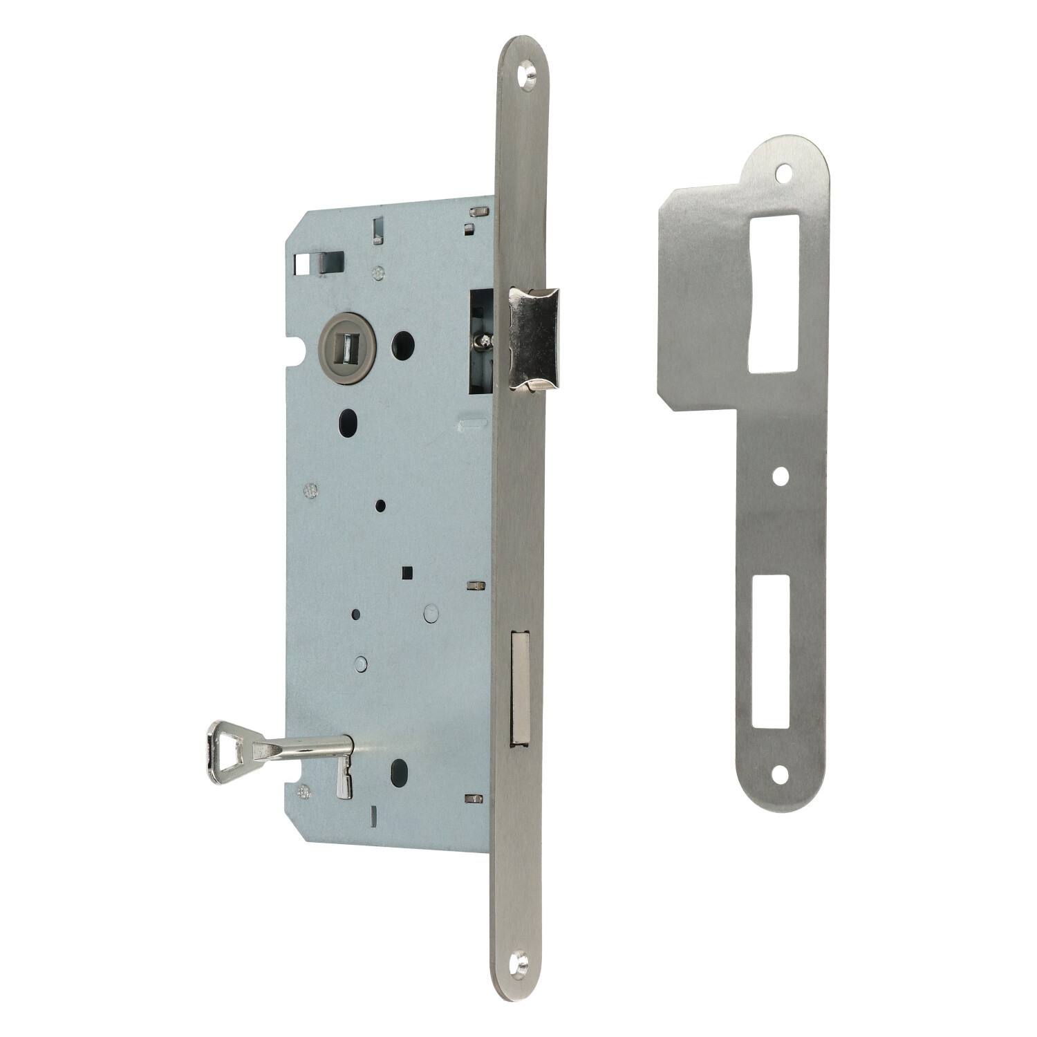 Protec | Cerradura de gorja para puertas de interior | Frente inox o negro