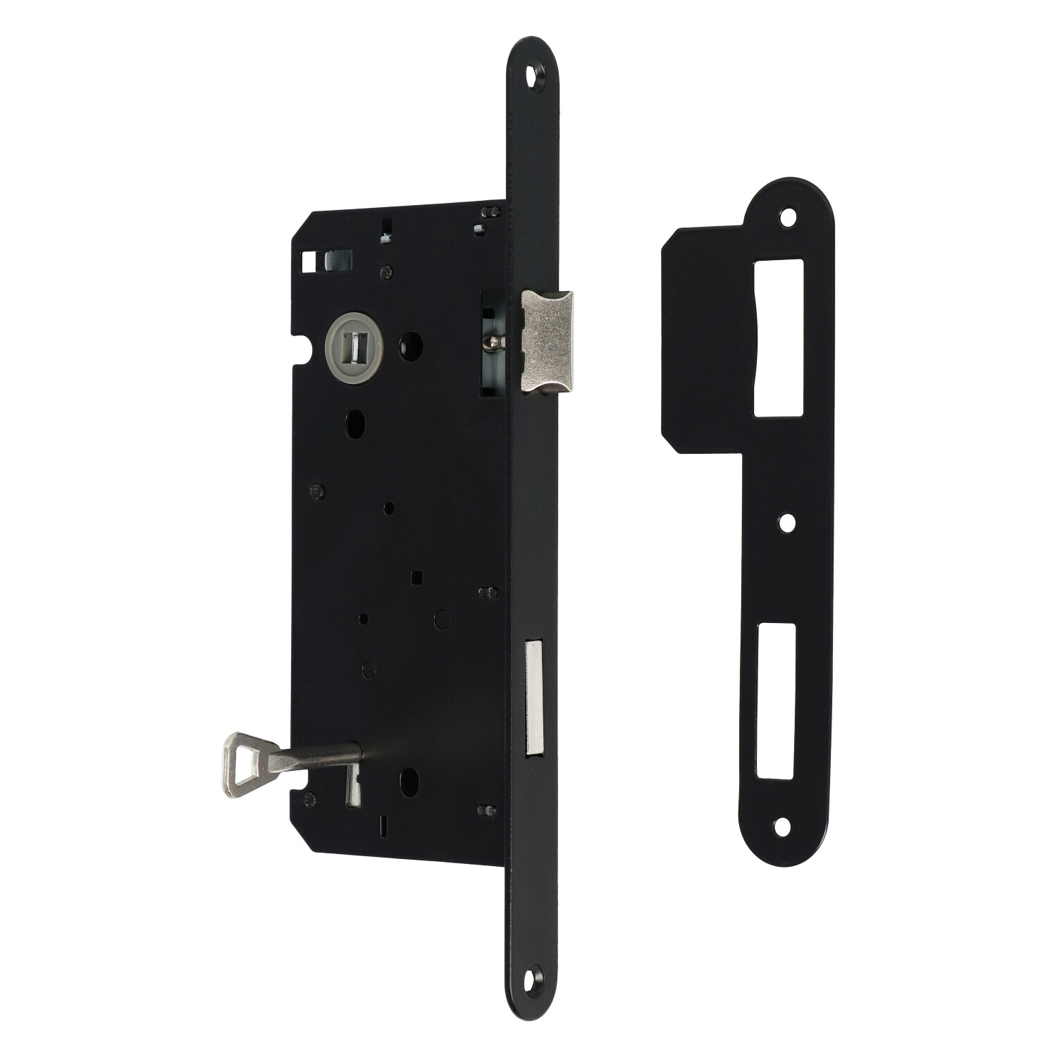 Protec | Cerradura de gorja para puertas de interior | Frente inox o negro