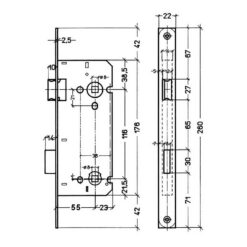 Protec | Cerradura de condena (WC) | Distancia entre ejes 116 mm | Inox o negro