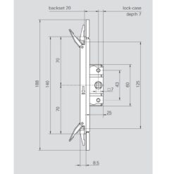 Roto 387923 | Cerradura para ventana corredera sin cilindro | Entrada 20 mm - 5