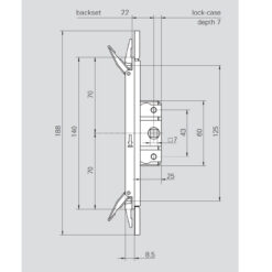 Roto 387924 | Cerradura para ventana corredera sin cilindro | Entrada 22 mm - 5
