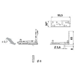 Siegenia TBEV4071-100041 | Pernio angular DIN derecha 150 kg | Gama Titan - 4