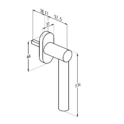 Sobinco 1752 | Manilla de ventana inox | Sobinox, cuadradillo de 7 mm - 3