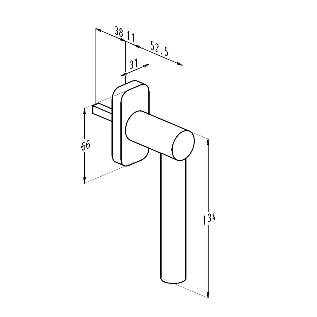 Sobinco 1757 | Manilla de ventana inox con cuadradillo de 7 mm | Sobinox - 3