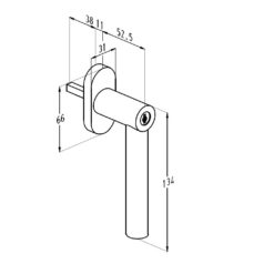Sobinco 1852CYL | Manilla de ventana con llave | Inox Sobinox - 3