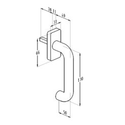 Sobinco 1856 | Manilla de ventana inox | Sobinox, cuadradillo de 7 mm - 3
