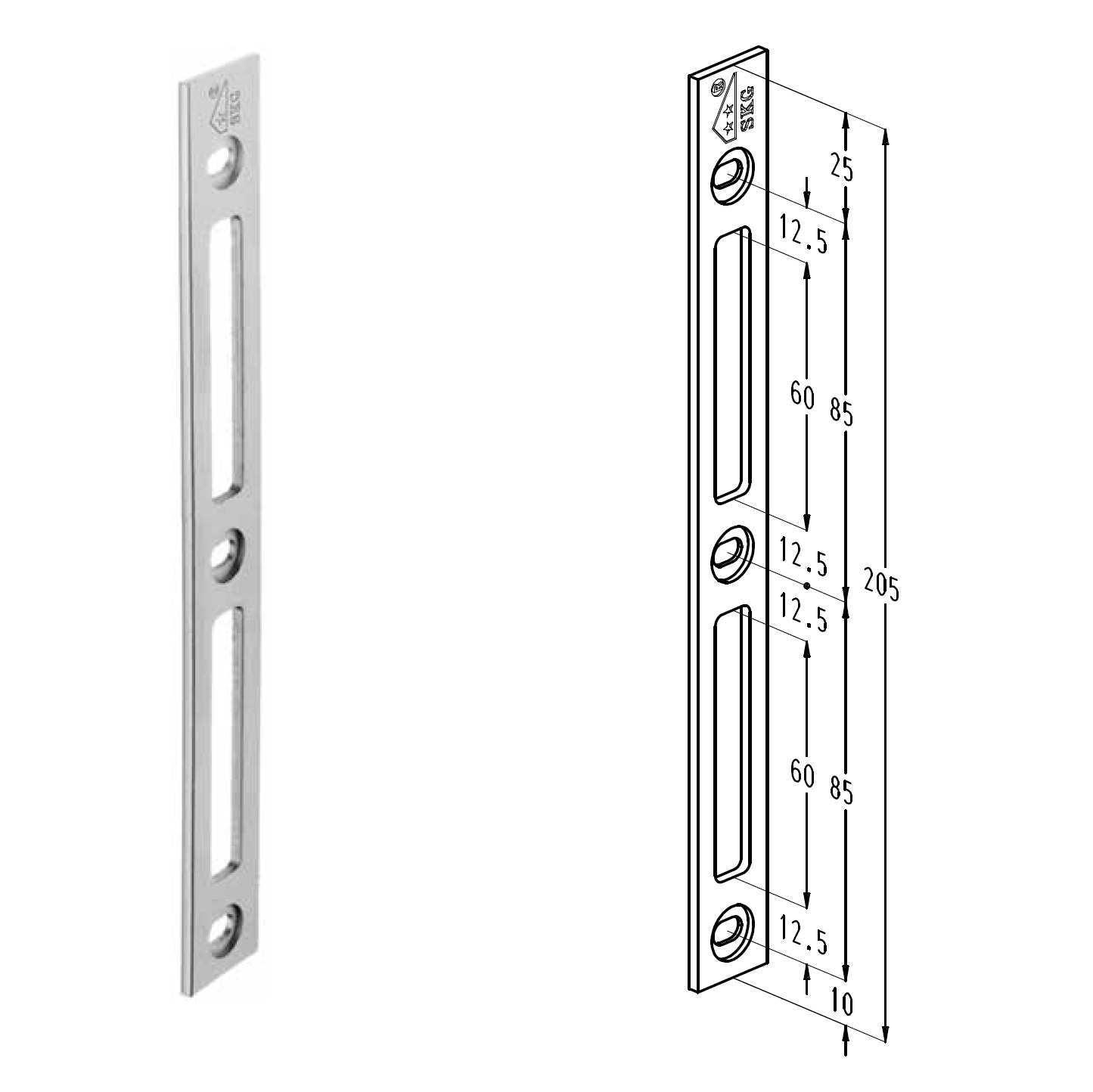 Sobinco 8353 | Cerradero central inox | Para multipunto con resbalón