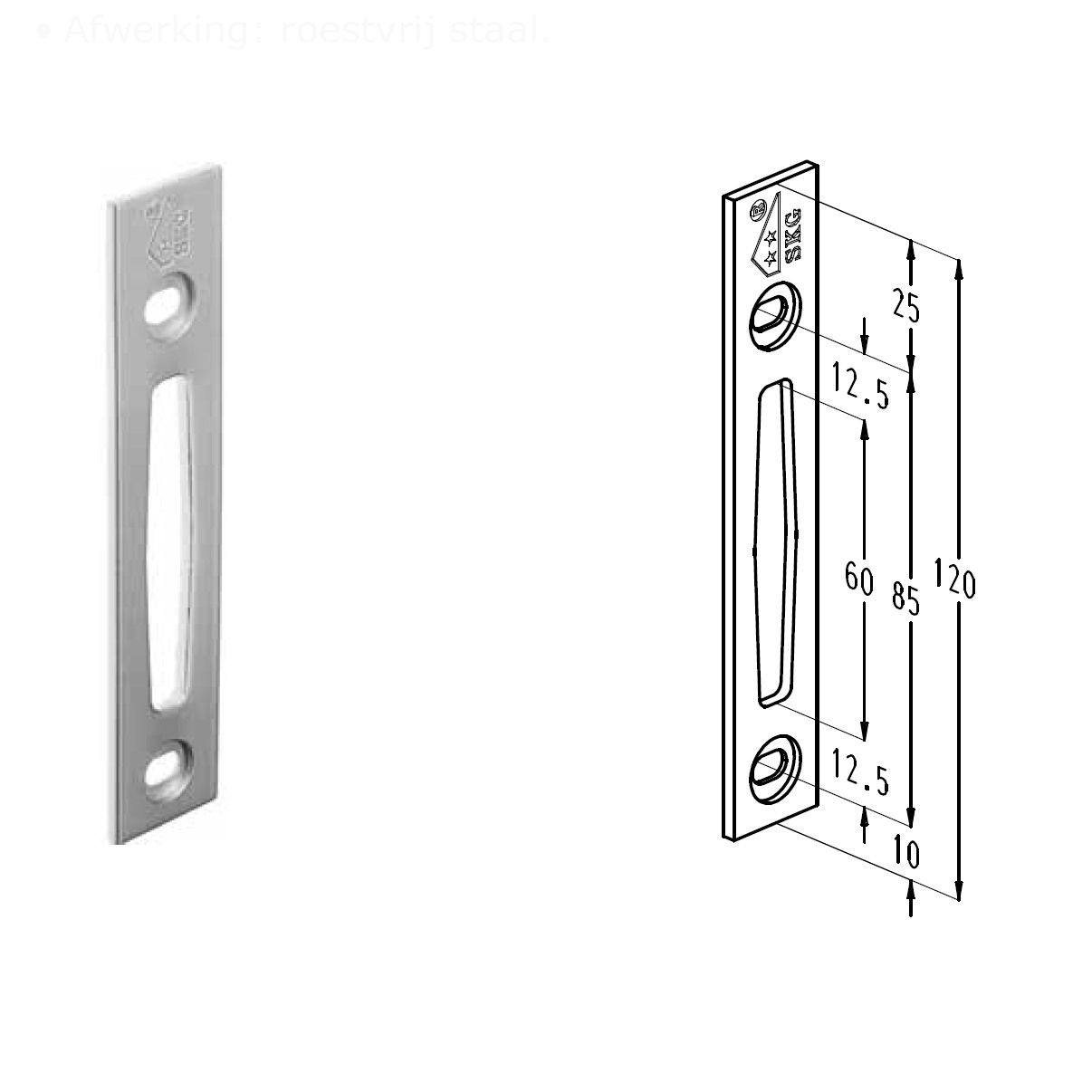 Sobinco 8354 | Cerradero para multipunto | Inox | Superior e inferior