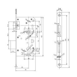 WASU 347 PZW 593 | Cerradura para bombín | Distancia entre ejes 72 mm | Entrada 65 mm