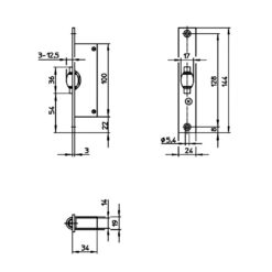 Wilka 052H | Cerradura de rodillo para puertas de vaivén | Caja de 34 mm