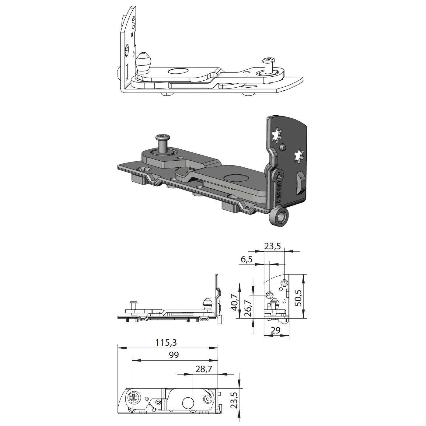 Winkhaus EL.K.SE.205.LS | Pernio angular | Izquierda | Acero galvanizado - 4