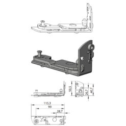 Winkhaus EL.K.SE.205.RS | Pernio angular DIN derecha | Acero cincado - 4