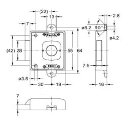 Cerradura de sobreponer Junie 1882 sistema ILS - Dibujo técnico