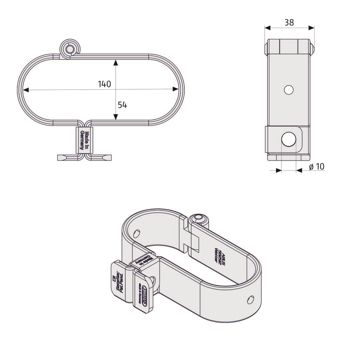 Abus GateSec 131 140 portacandado puertas vallas 76824 - Dibujo técnico