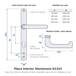 Placa interior Dieckmann D1323 - Dibujo técnico